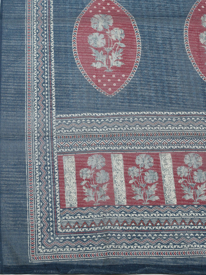 Printed Cotton Blend Unstitched Suit With Pant &amp; Dupatta