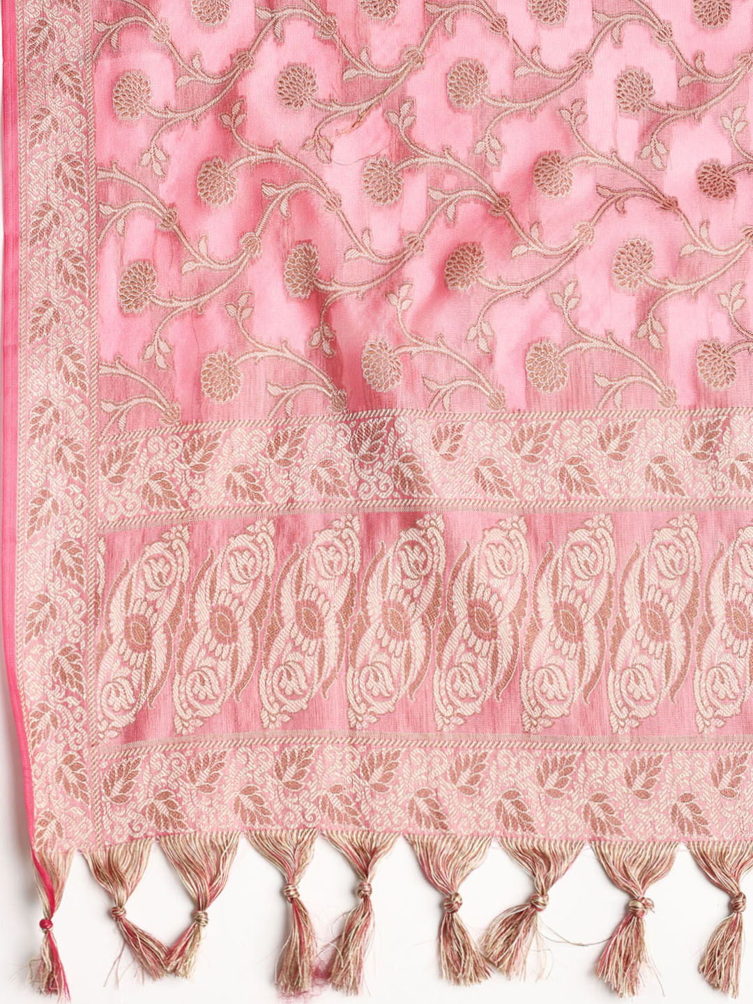 Woven Banarasi Chanderi Unstitched Suit With Dupatta