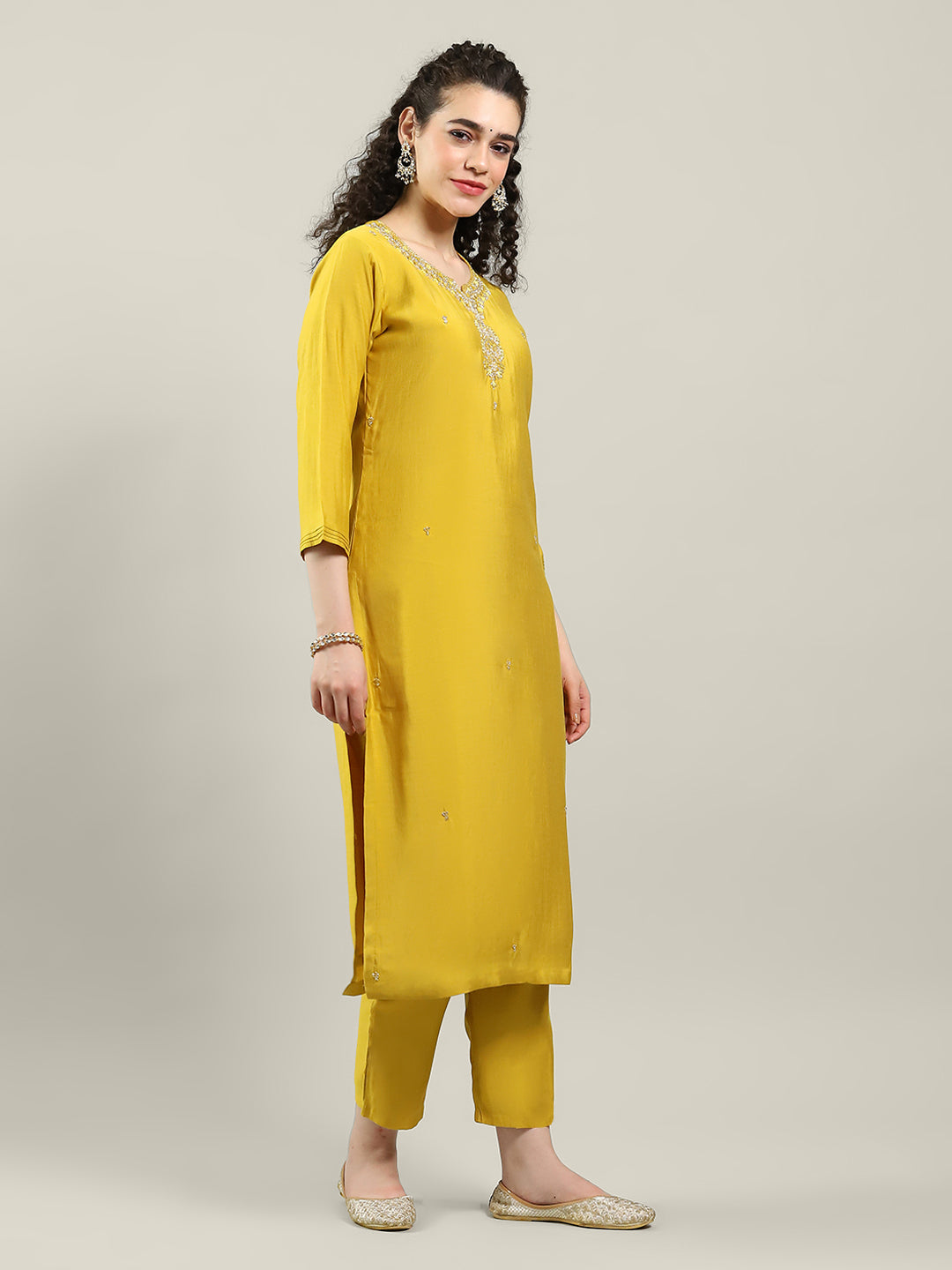 Printed Cotton Blend Kurta With Pants & Dupatta