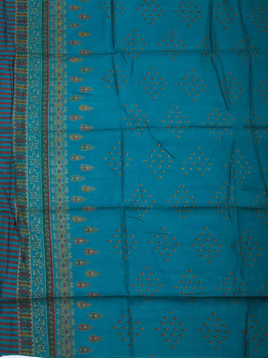 Printed Cotton Blend Unstitched Suit With Pant &amp; Dupatta