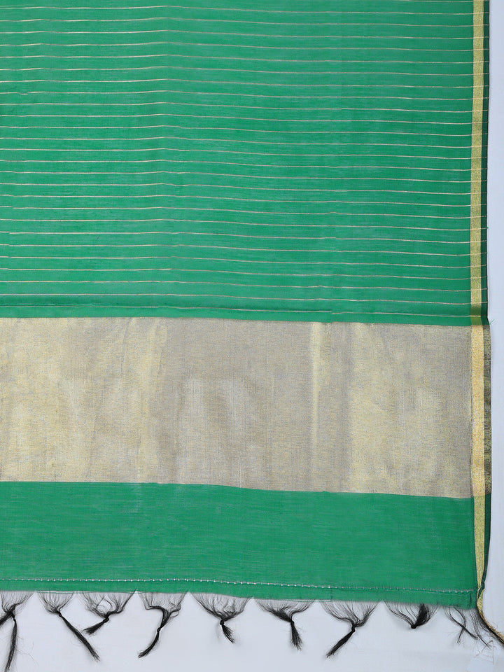 Banarasi Chanderi Unstitched Suit With Pant &amp; Dupatta