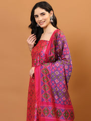 Patola Print Cotton Unstitched Suit Piece With Dupatta