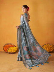 Abstract Printed Handloom Saree