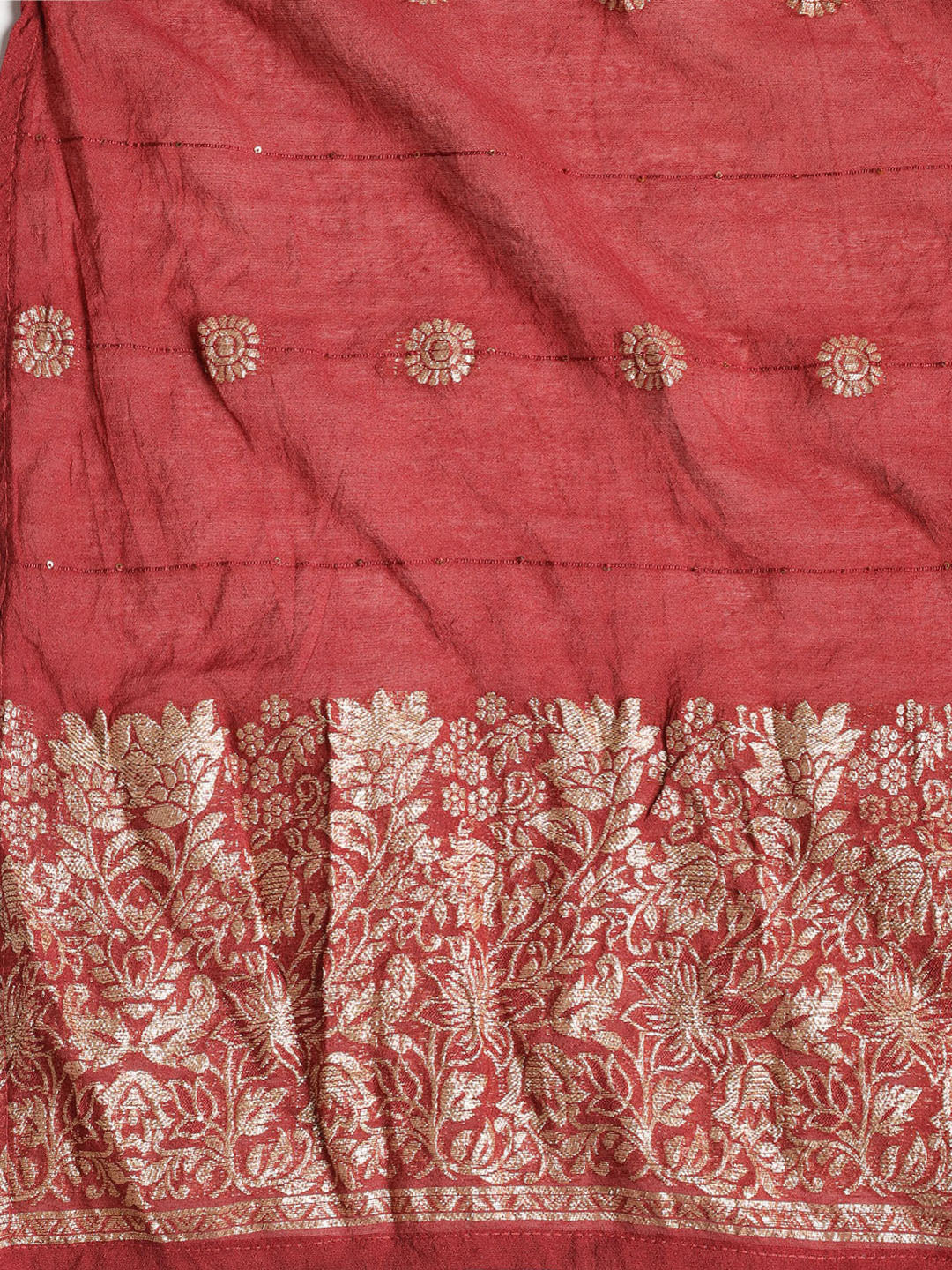 Neck Embroidered Chanderi Unstitched Suit With Dupatta