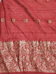 Neck Embroidered Chanderi Unstitched Suit With Dupatta
