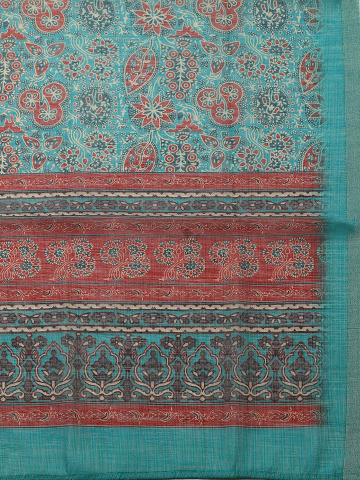 Embroidered Chanderi Unstitched Suit With Pant &amp; Dupatta