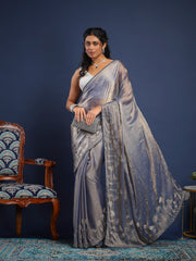 Embroidered Chiffon Unstitched Suit With Pant & Dupatta