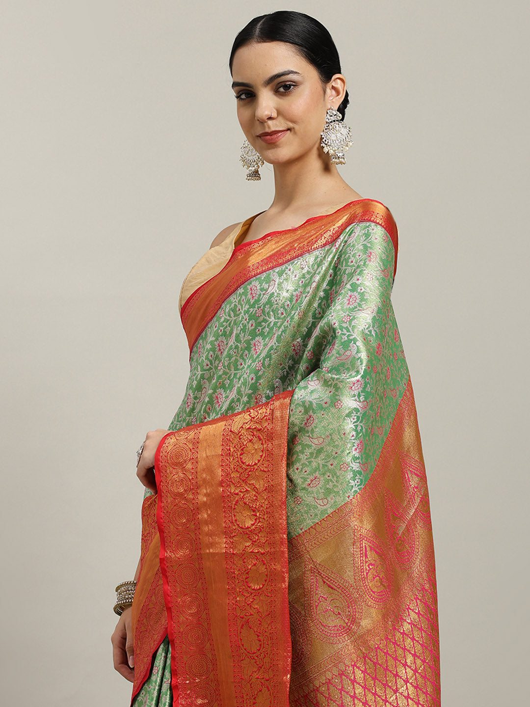 Woven Brodcade Zari Jaal Art Silk Saree