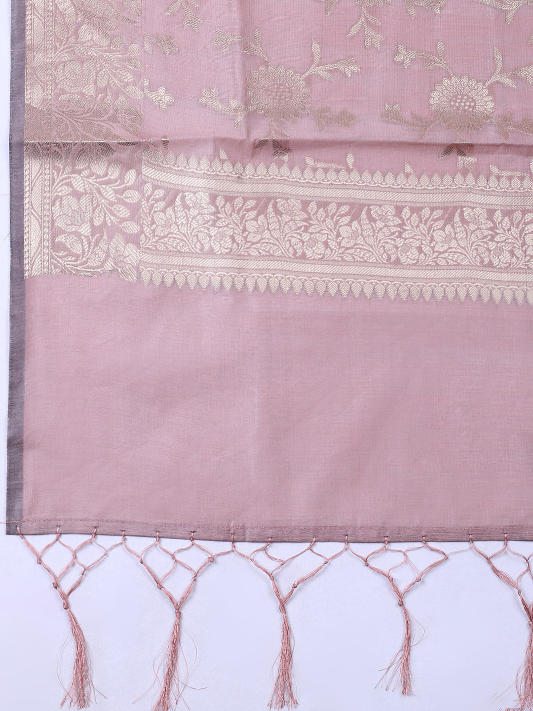 Woven Design Chanderi Unstitched Suit With Pant &amp; Dupatta
