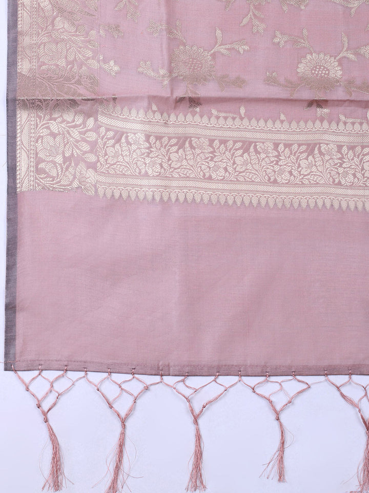 Woven Design Chanderi Unstitched Suit With Pant &amp; Dupatta