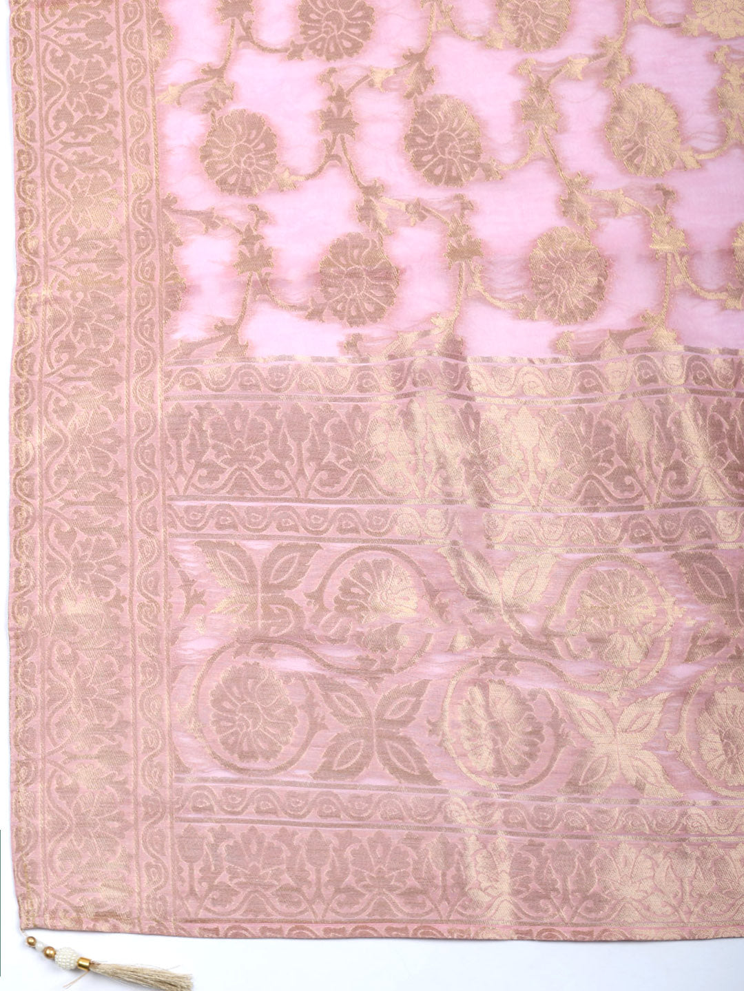 Embroidered Chanderi Unstitched Suit With Pant &amp; Dupatta