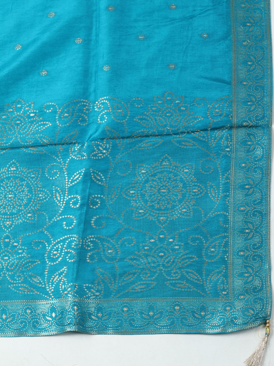 Woven Design Chanderi Unstitched Kurta With Pant &amp; Dupatta