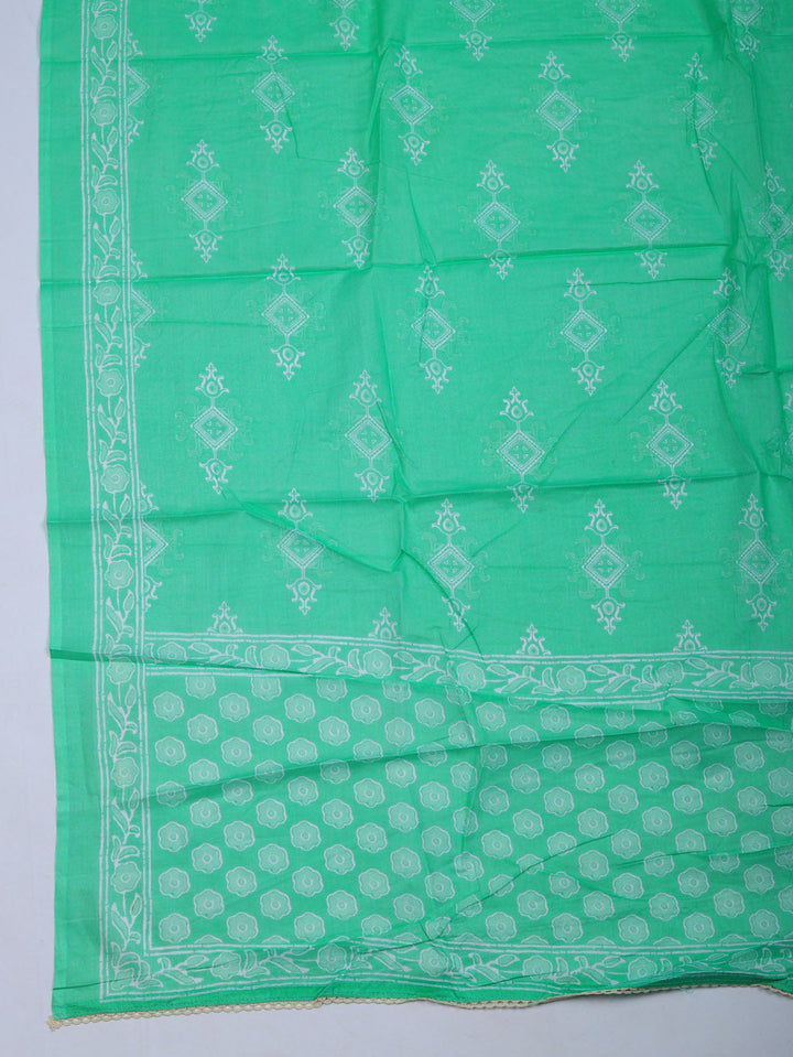 Printed Cotton Blend Unstitched Suit With Pant &amp; Dupatta
