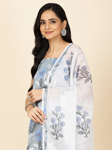 Floral Printed Cotton Unstitched Suit