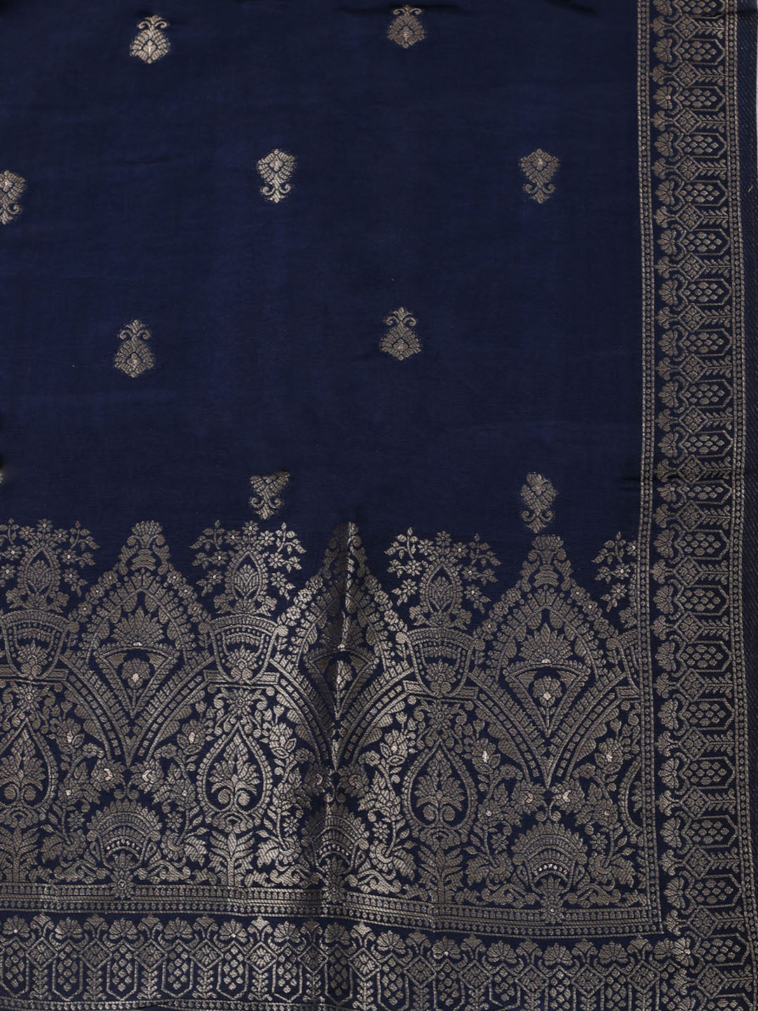 Woven Design Chanderi Unstitched Suit With Dupatta