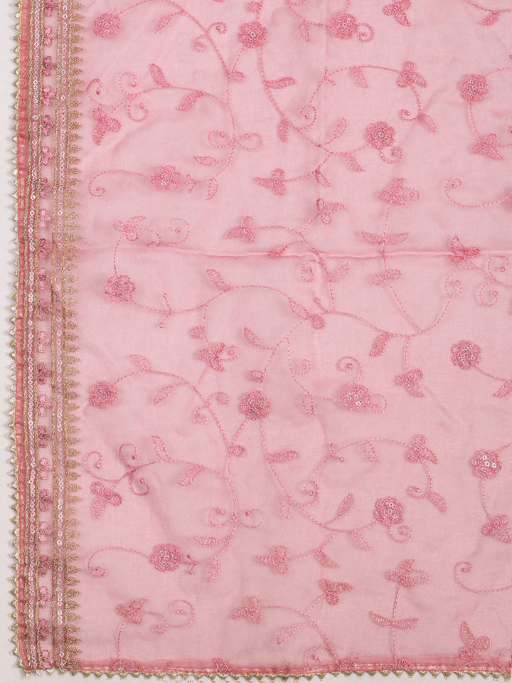 Patch Neck Art Silk Unstitched Suit With Dupatta