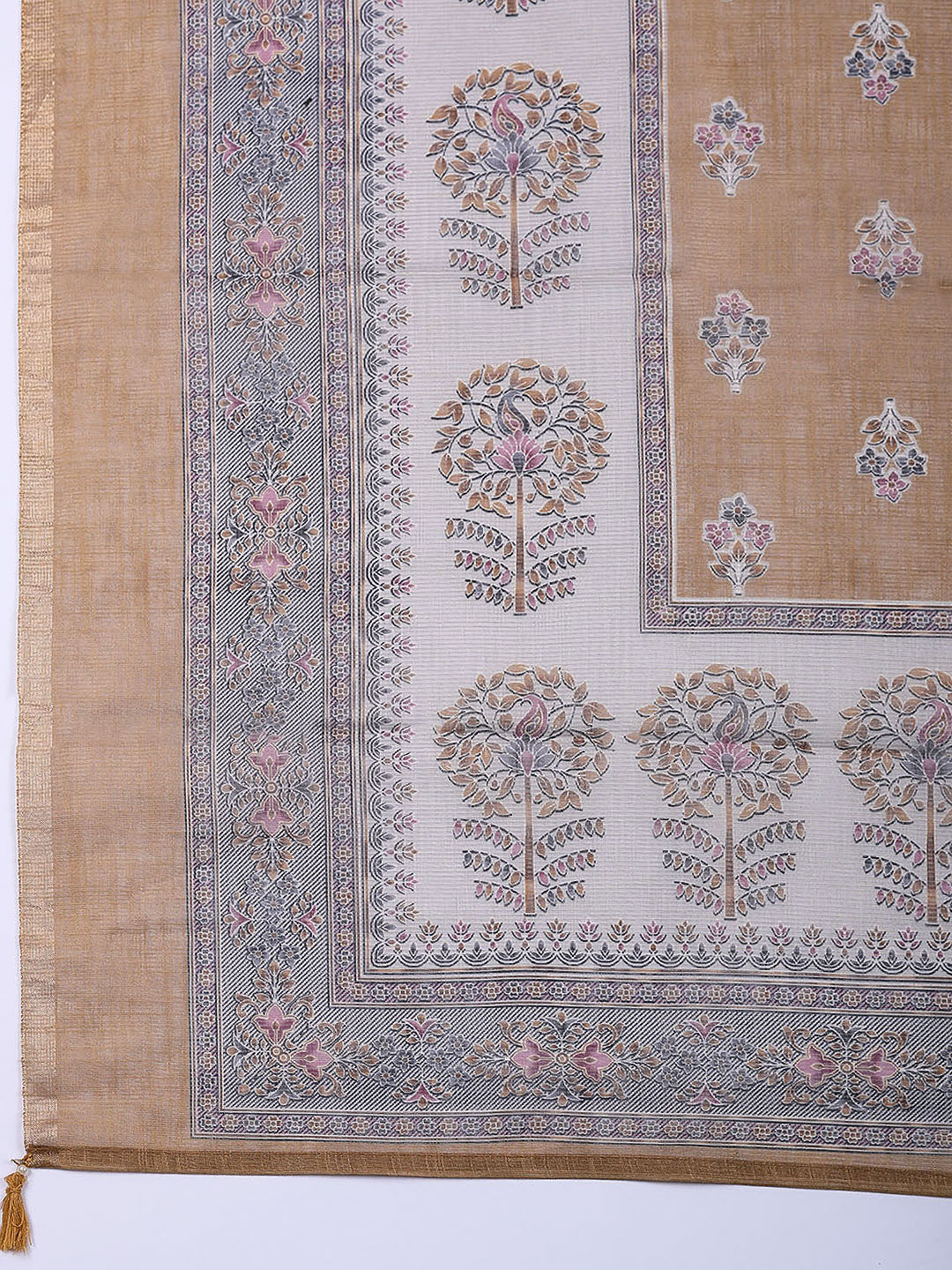 Embroidered Tissue Unstitched Suit With Pant &amp; Dupatta