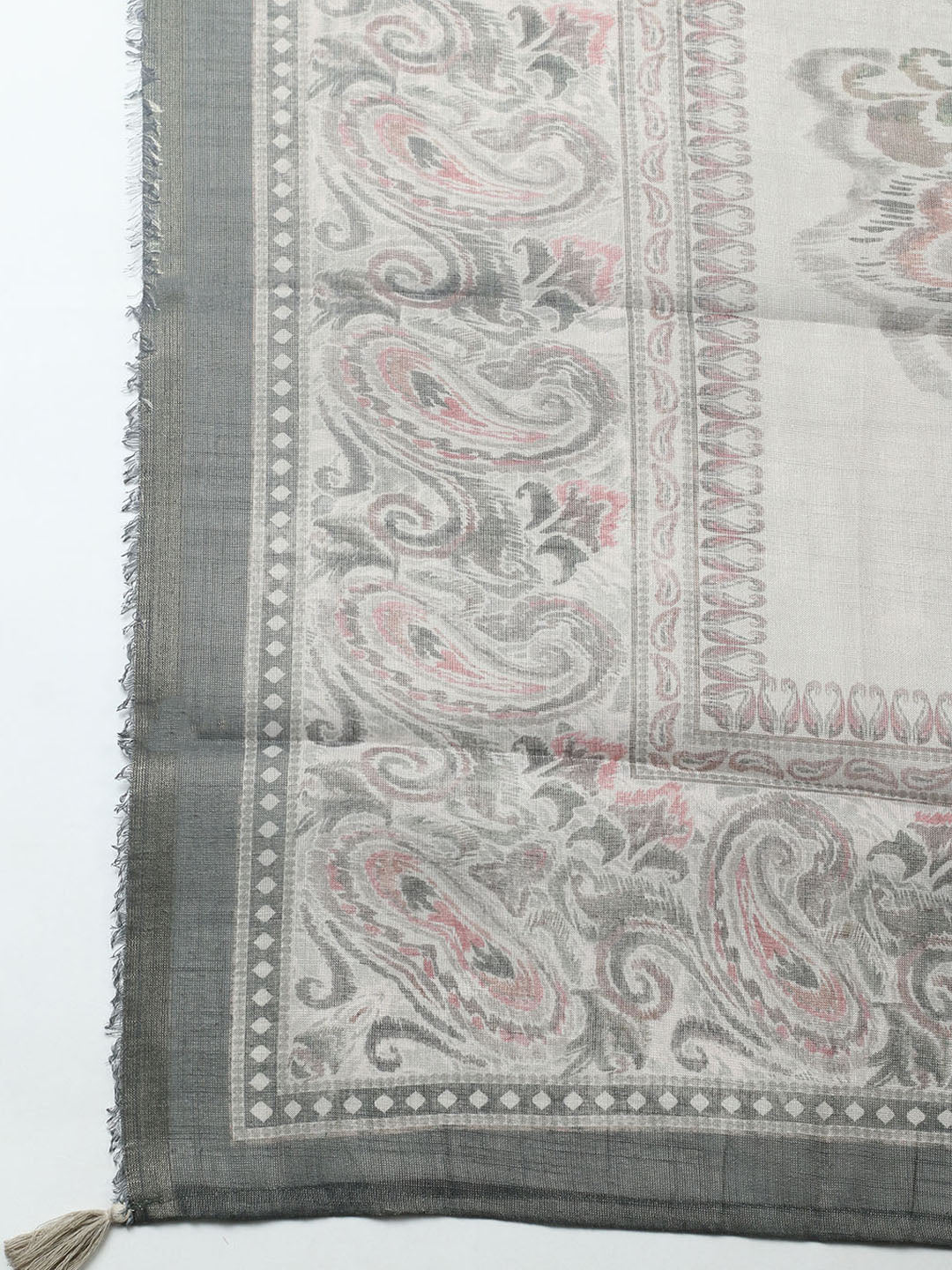 Embroidered Linen Blend Unstitched Suit With Pant &amp; Dupatta