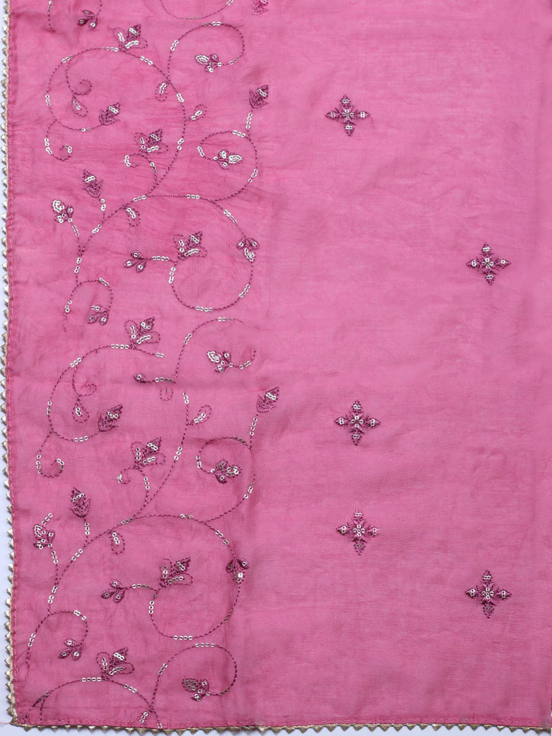 Embroidered Cotton Unstitched Suit With Pant &amp; Dupatta