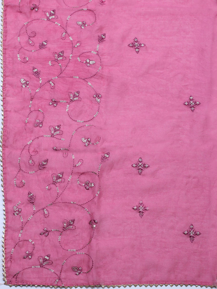 Embroidered Cotton Unstitched Suit With Pant &amp; Dupatta