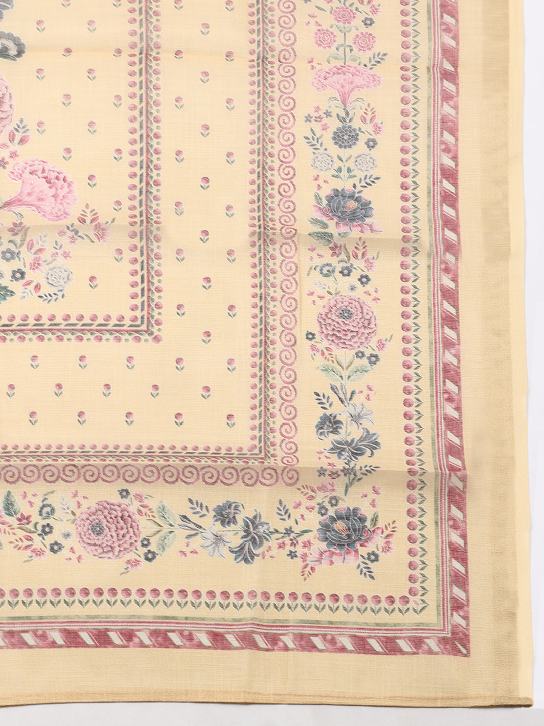 Printed Linen Blend Unstitched Suit With Pant &amp; Dupatta