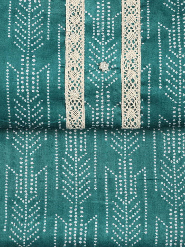 Printed Cotton Blend Unstitched Suit With Dupatta