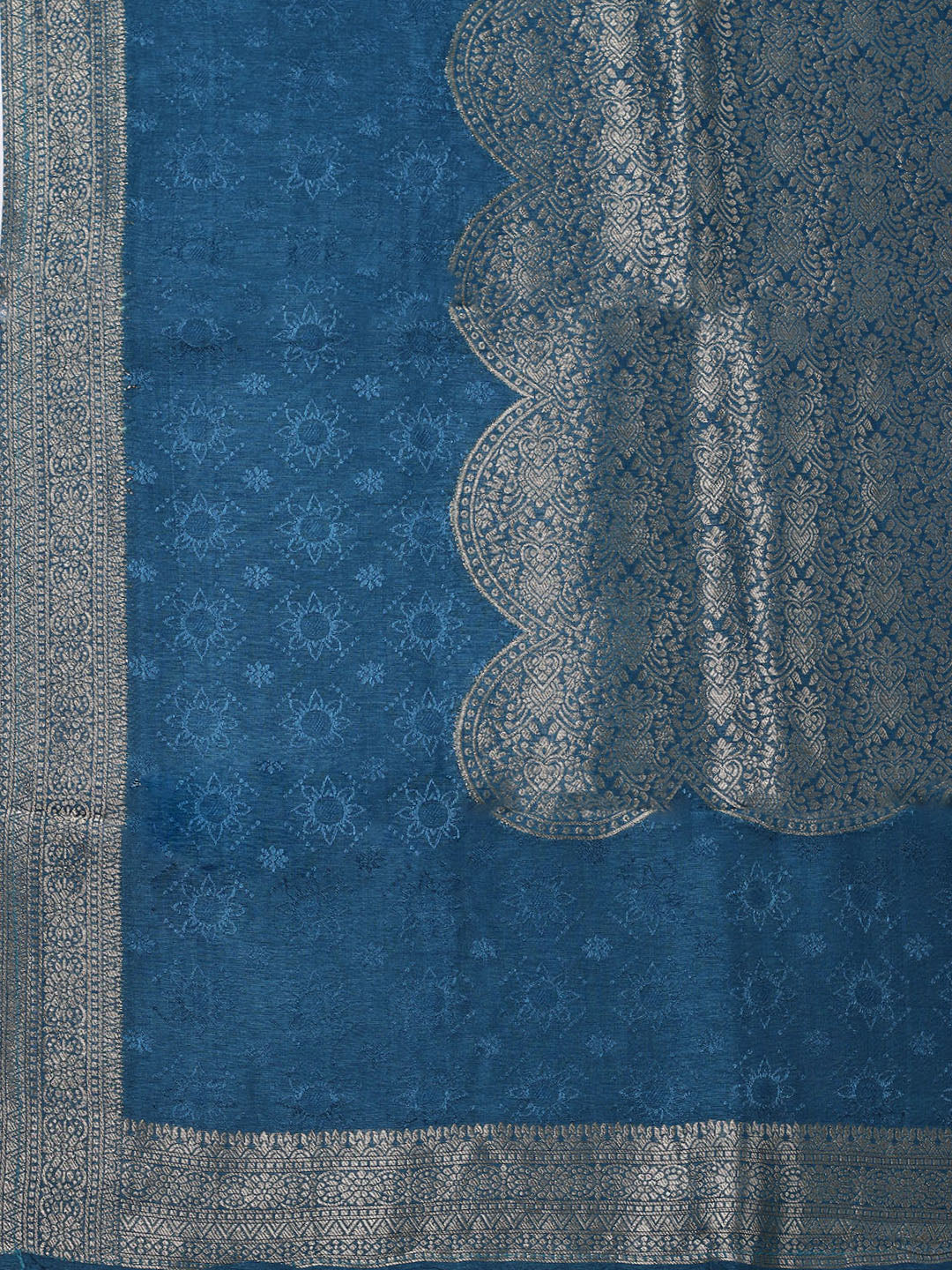 Embroidered Chanderi Unstitched Suit With Pant &amp; Dupatta