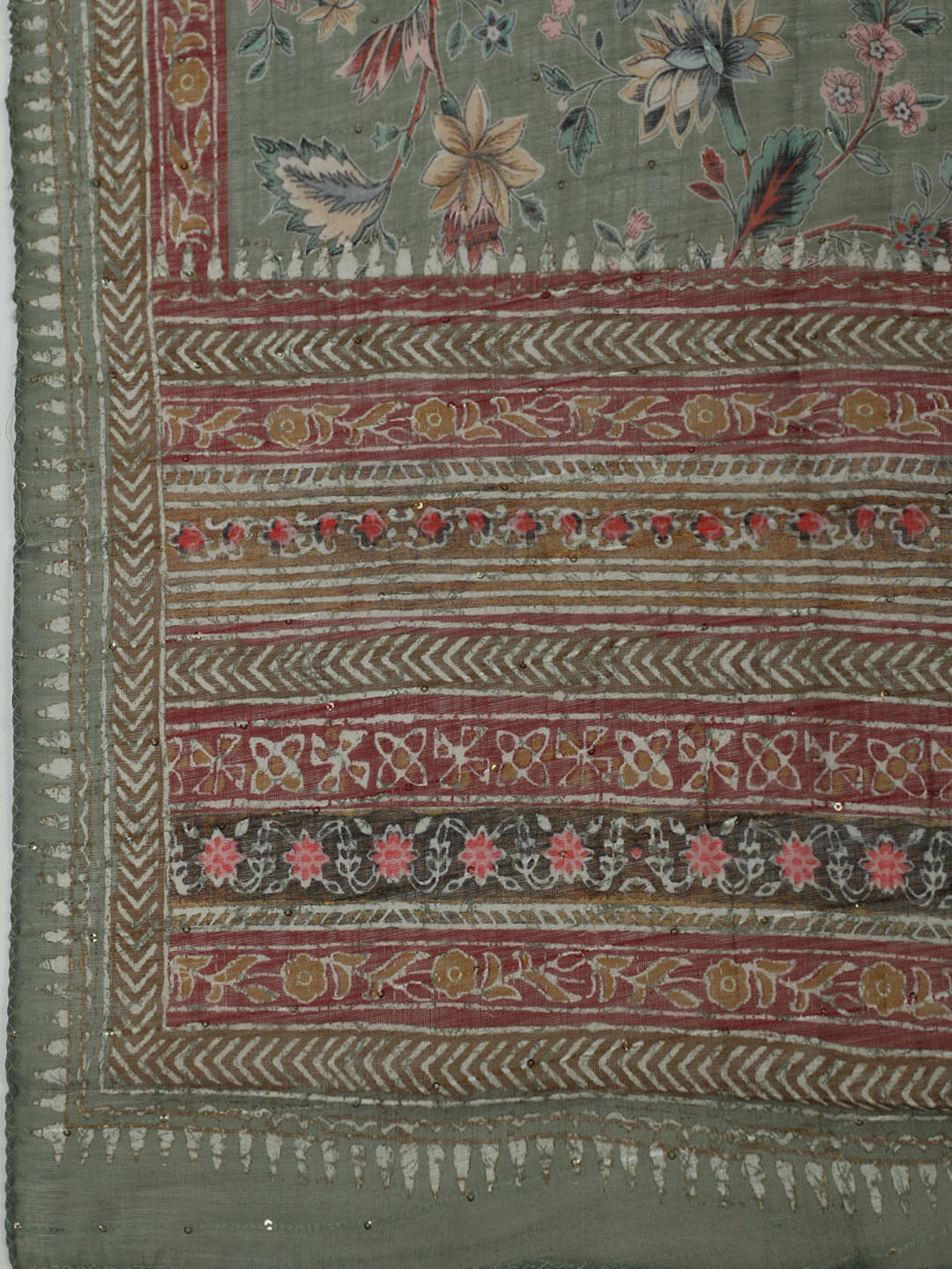 Embroidered Cotton Unstitched Suit With Pant &amp; Dupatta