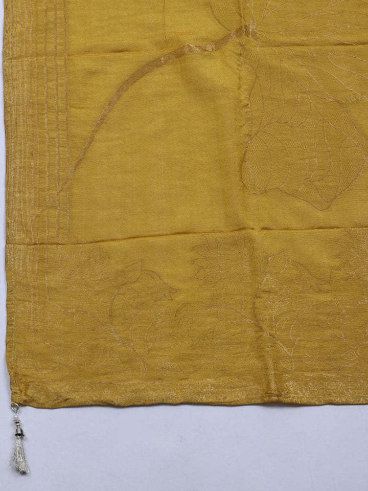 Gota Work Chanderi Unstitched Suit With Dupatta