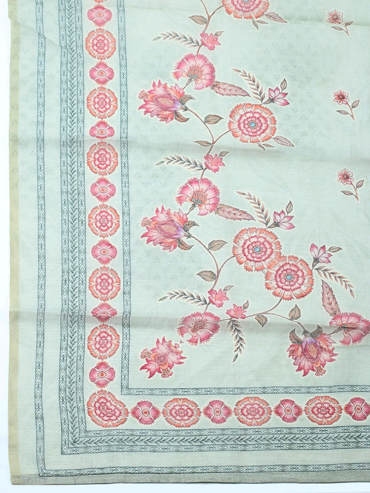Embellished Chanderi Unstitched Suit With Pant &amp; Dupatta