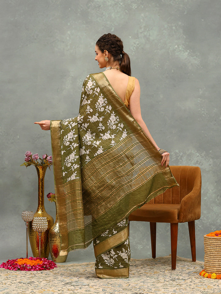 Floral Printed Art Silk Saree