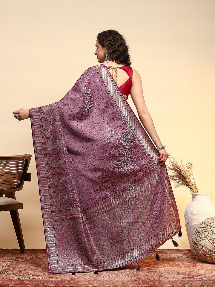 Embroidered Satin Saree