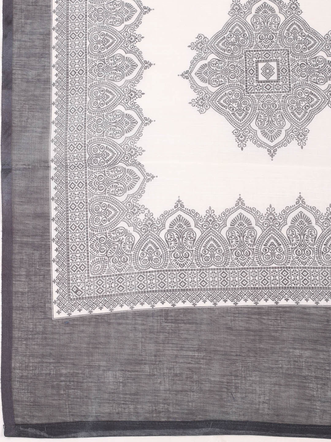 Printed Cotton Blend Unstitched Suit With Pant &amp; Dupatta