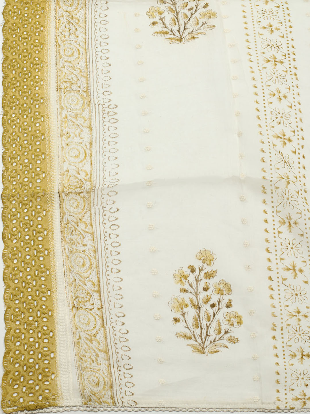 Printed Cotton Blend Unstitched Suit With Pant &amp; Dupatta
