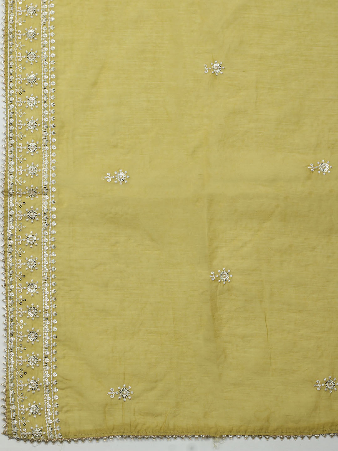Embroidered Muslin Unstitched Kurta With Pant & Dupatta