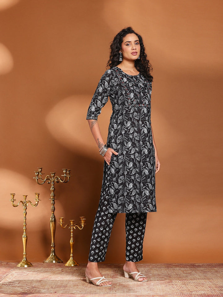 Printed Cotton Kurta With Pant &amp; Dupatta