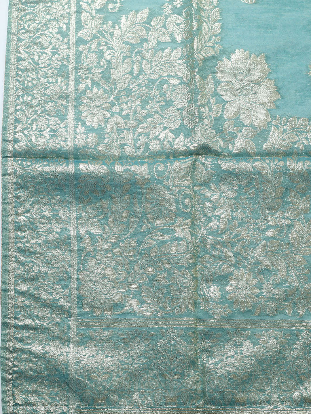Embroidered Chanderi Unstitched Suit With Pant &amp; Dupatta