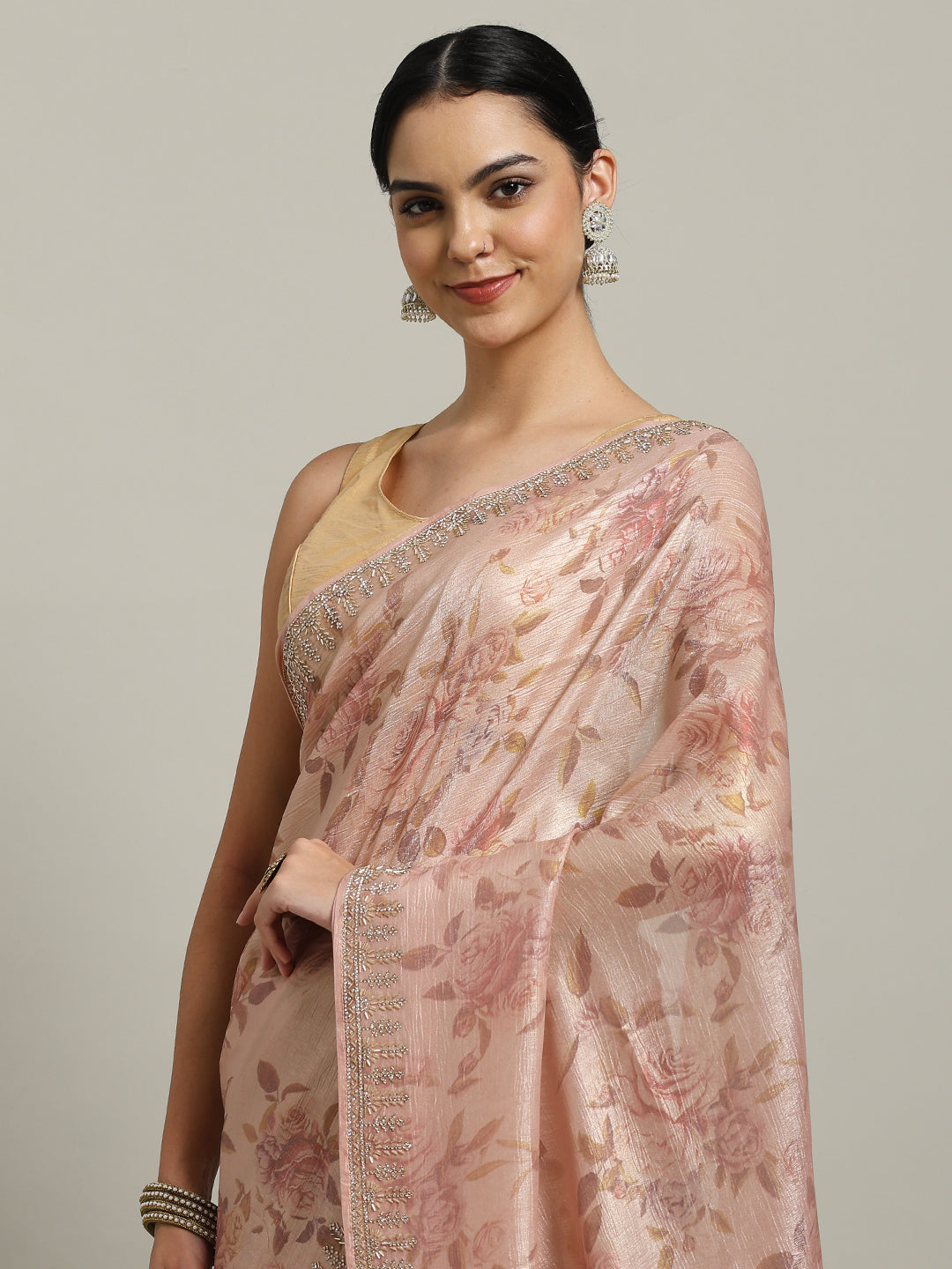 Cutdana Embroidered Chiffon Saree
