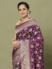 Zari Jaal Woven Crepe Saree