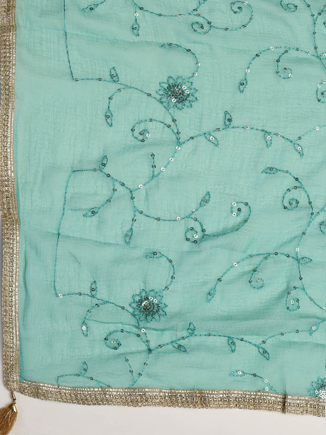 Neck Embroidered Organza Unstitched Suit With Dupatta