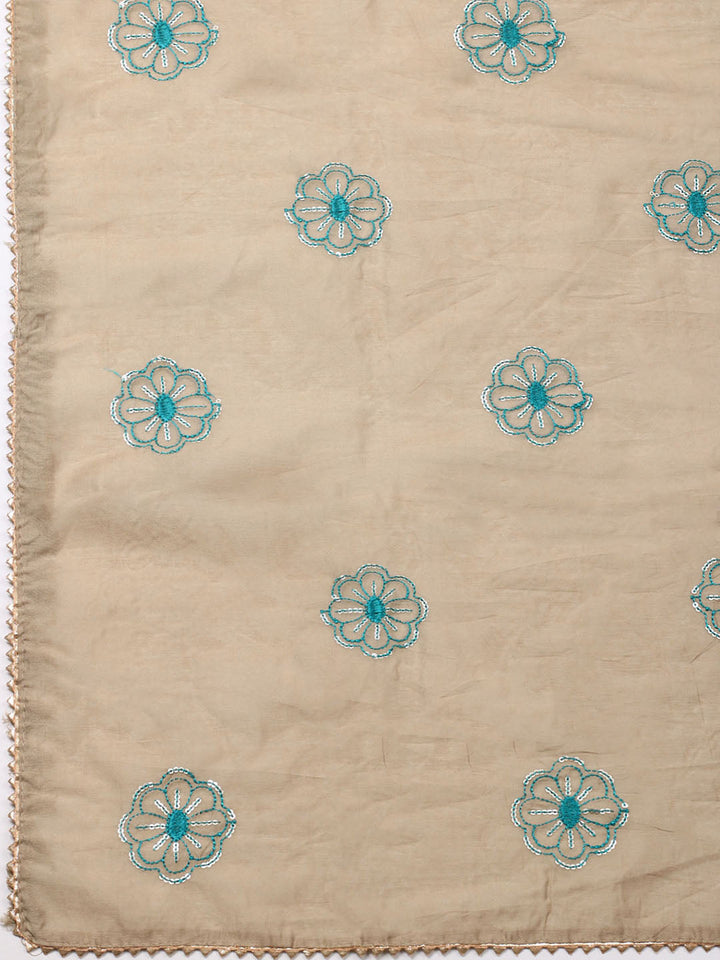Embroidered Cotton Unstitched Suit With Pant &amp; Dupatta