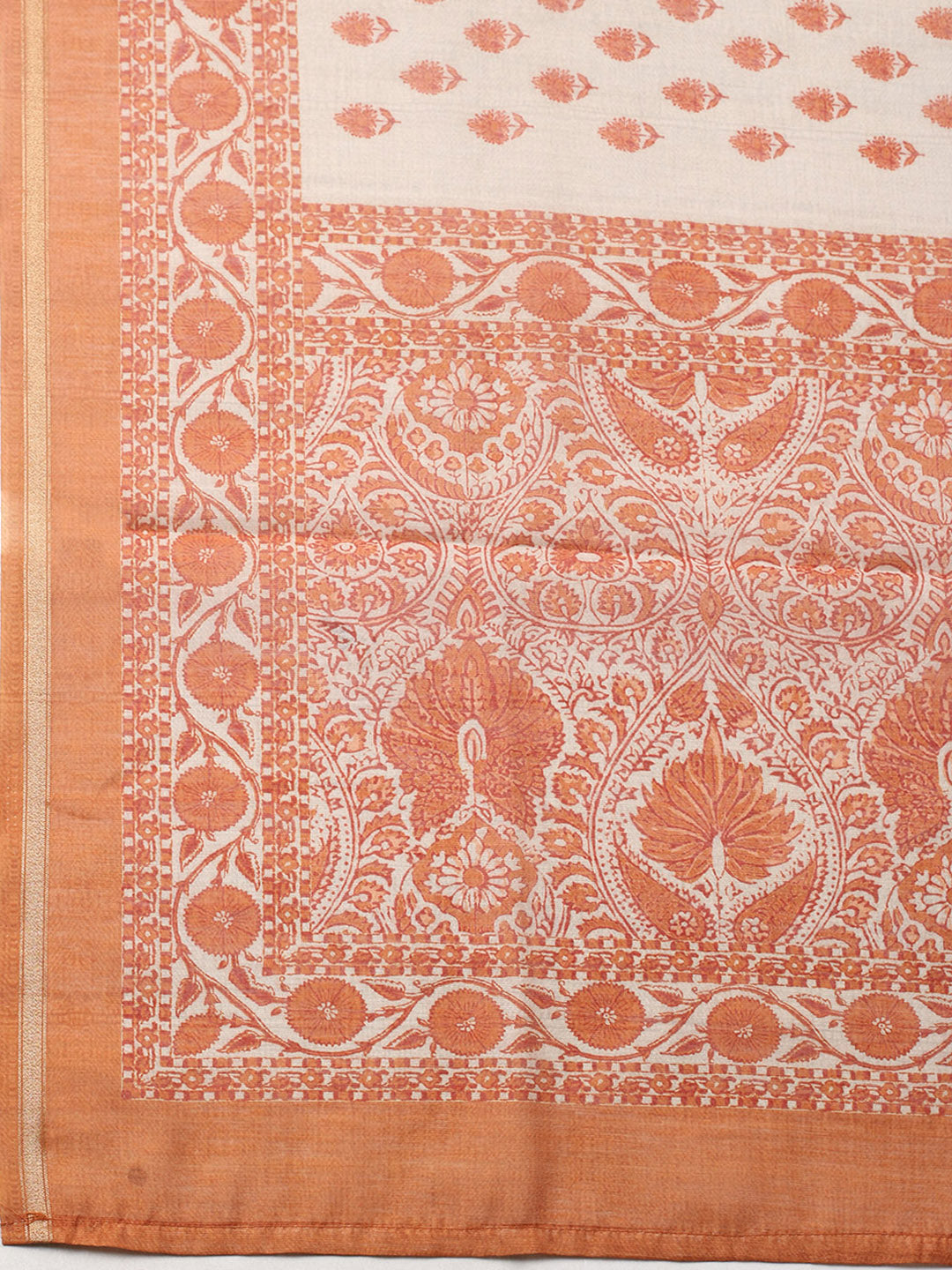 Printed Cotton Blend Unstitched Suit With Pant &amp; Dupatta