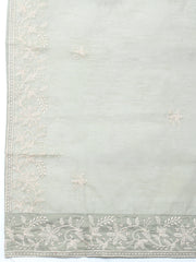 Embroidered, Cotton Blend Unstitched Suit With Pant & Dupatta