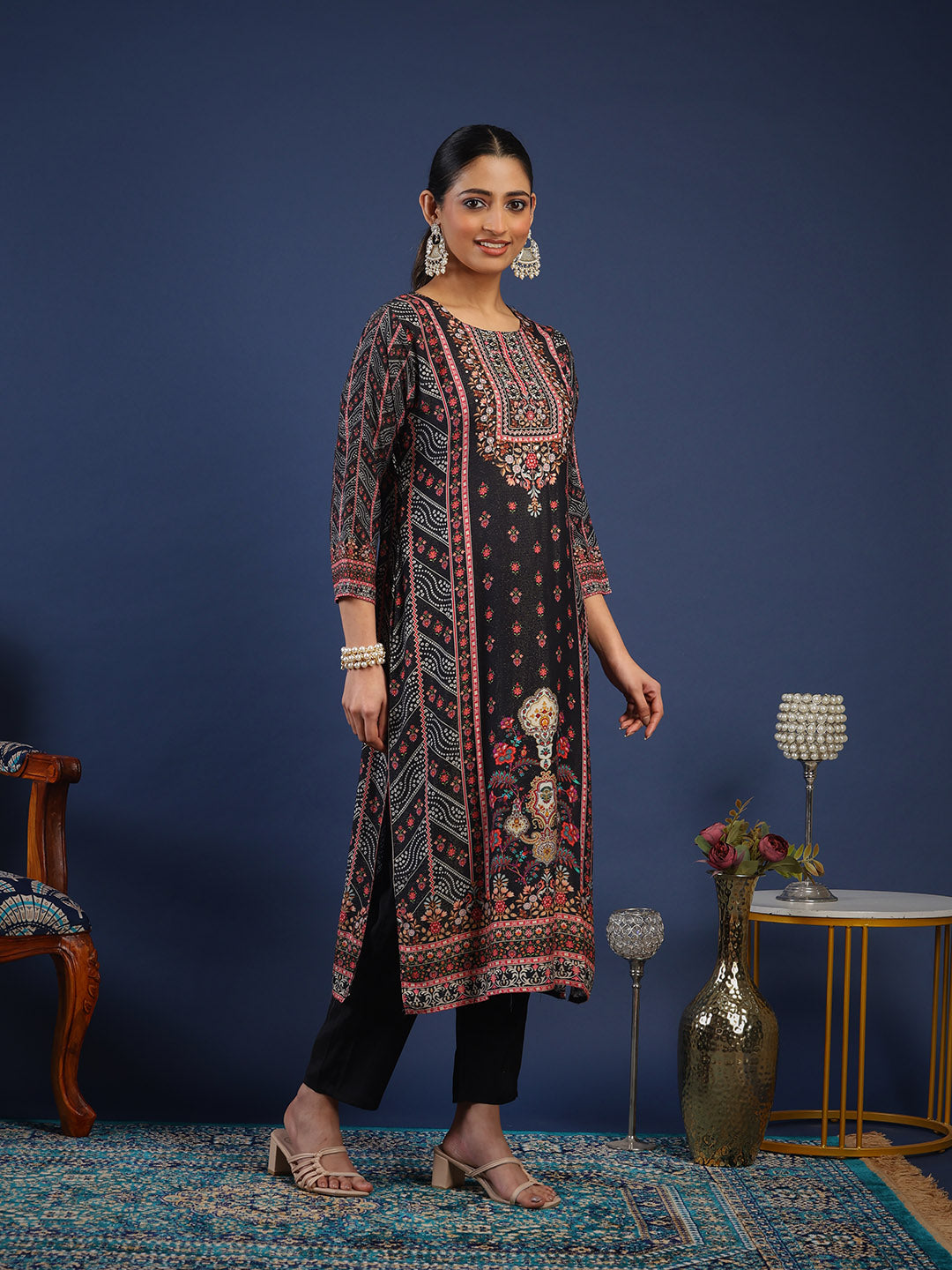 Printed Muslin Kurta With Pant &amp; Dupatta