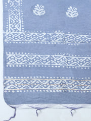 Printed Cotton Blend Unstitched Suit With Pant & Dupatta