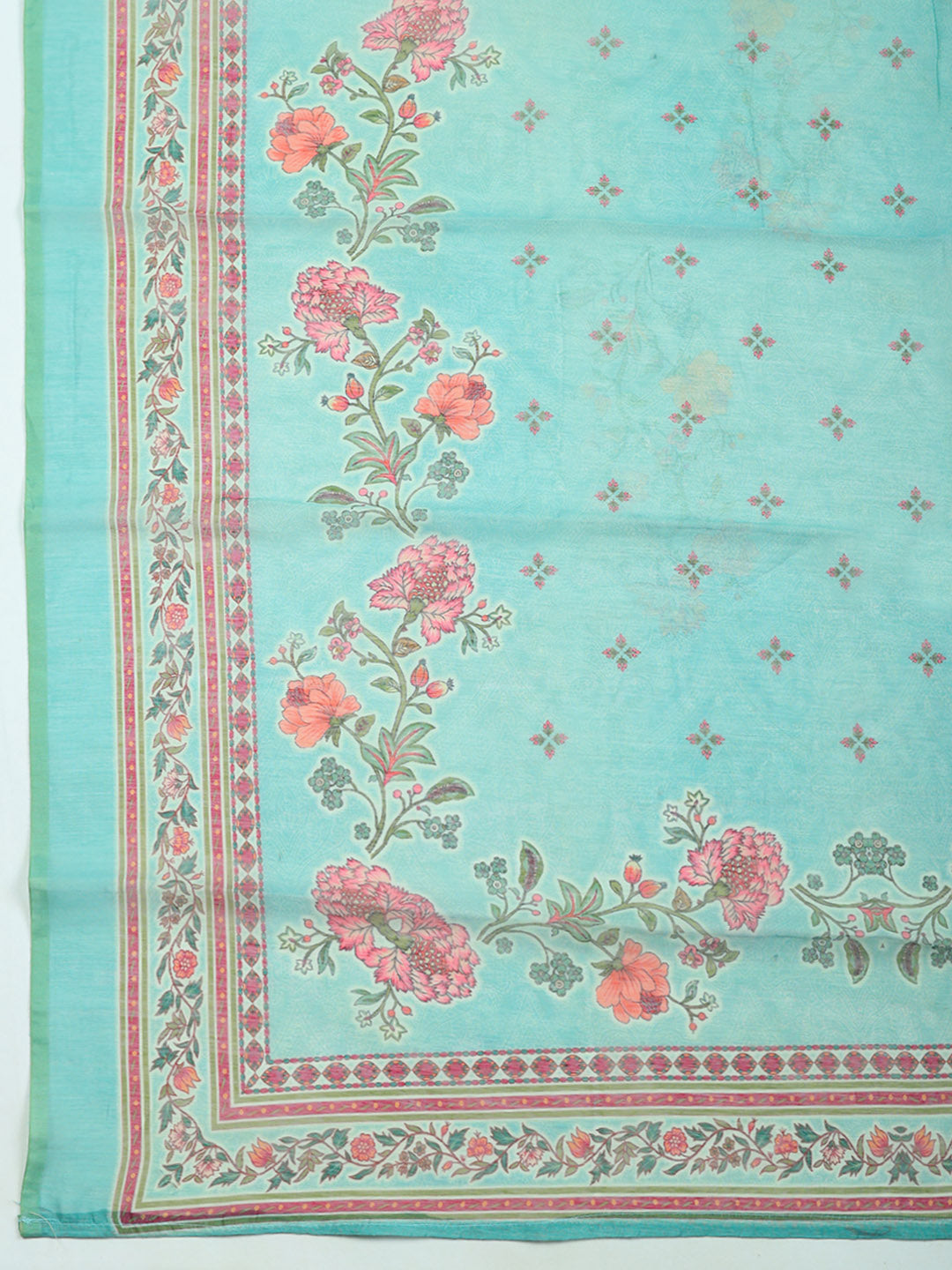 Embellished Chanderi Unstitched Suit With Pant &amp; Dupatta
