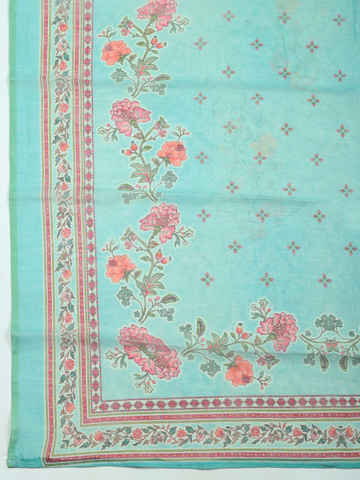 Embellished Chanderi Unstitched Suit With Pant &amp; Dupatta