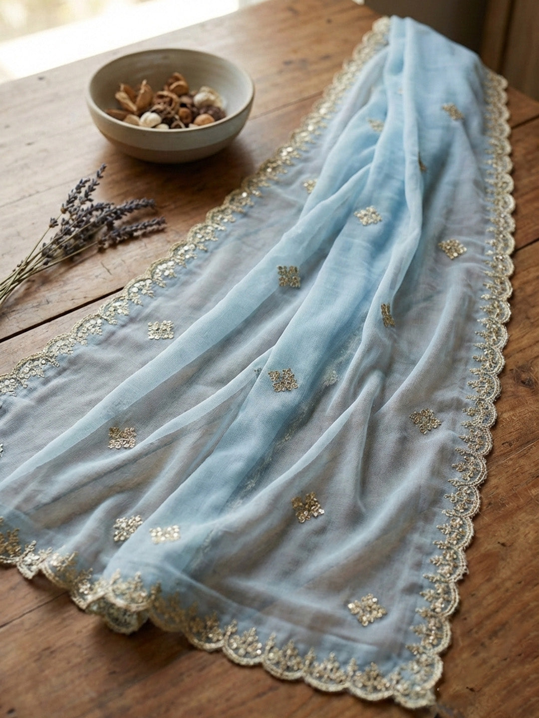 Printed Cotton Blend Unstitched Suit With Pant &amp; Dupatta