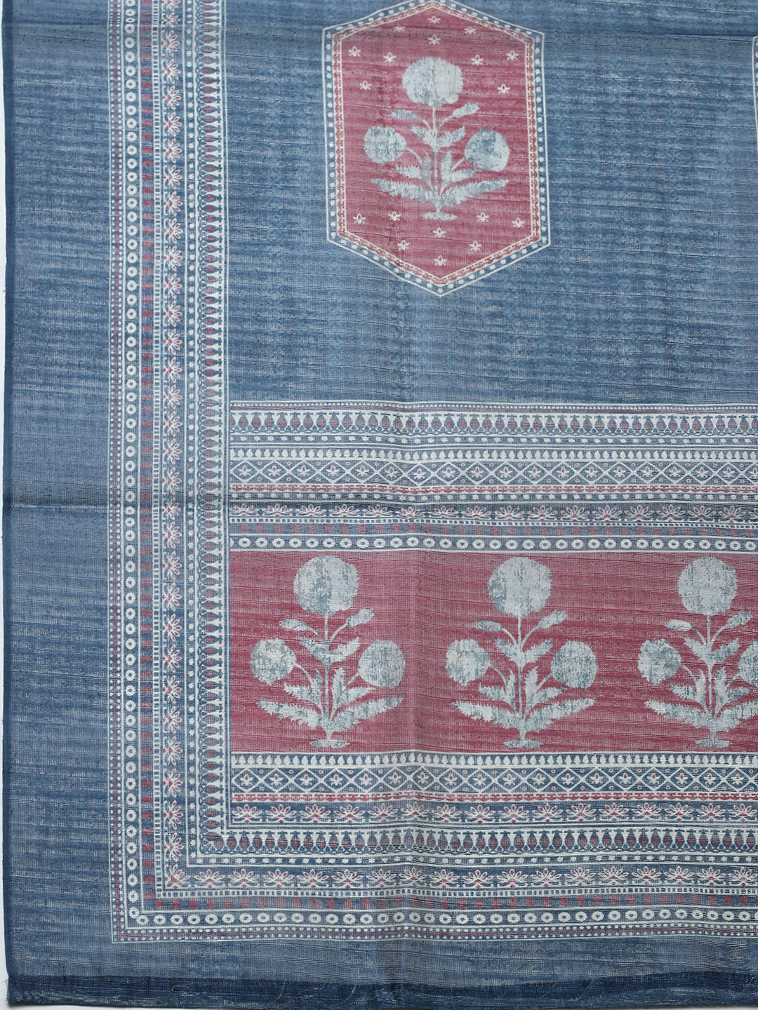 Printed Cotton Blend Unstitched Suit With Pant &amp; Dupatta