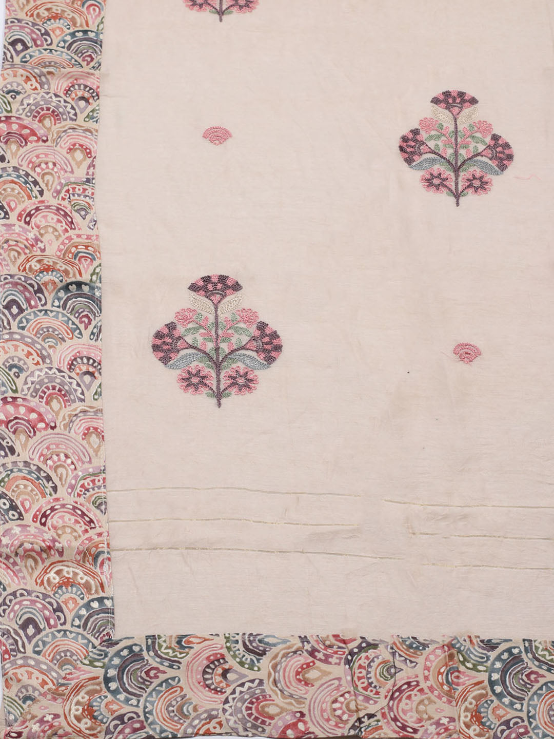 Embroidered Cotton Blend Unstitched Suit With Pant &amp; Dupatta